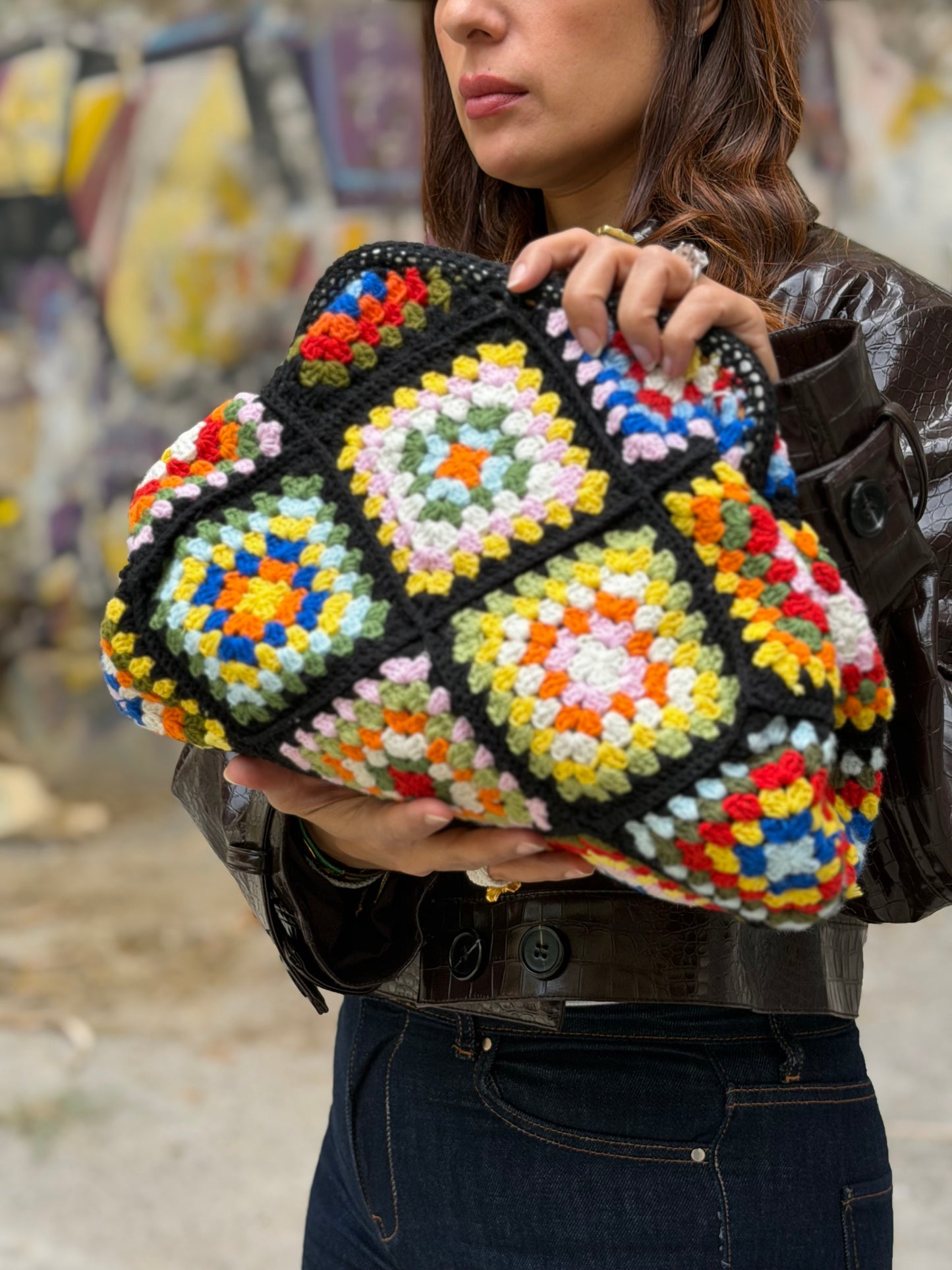 Rainbow Bloom Crochet Bag