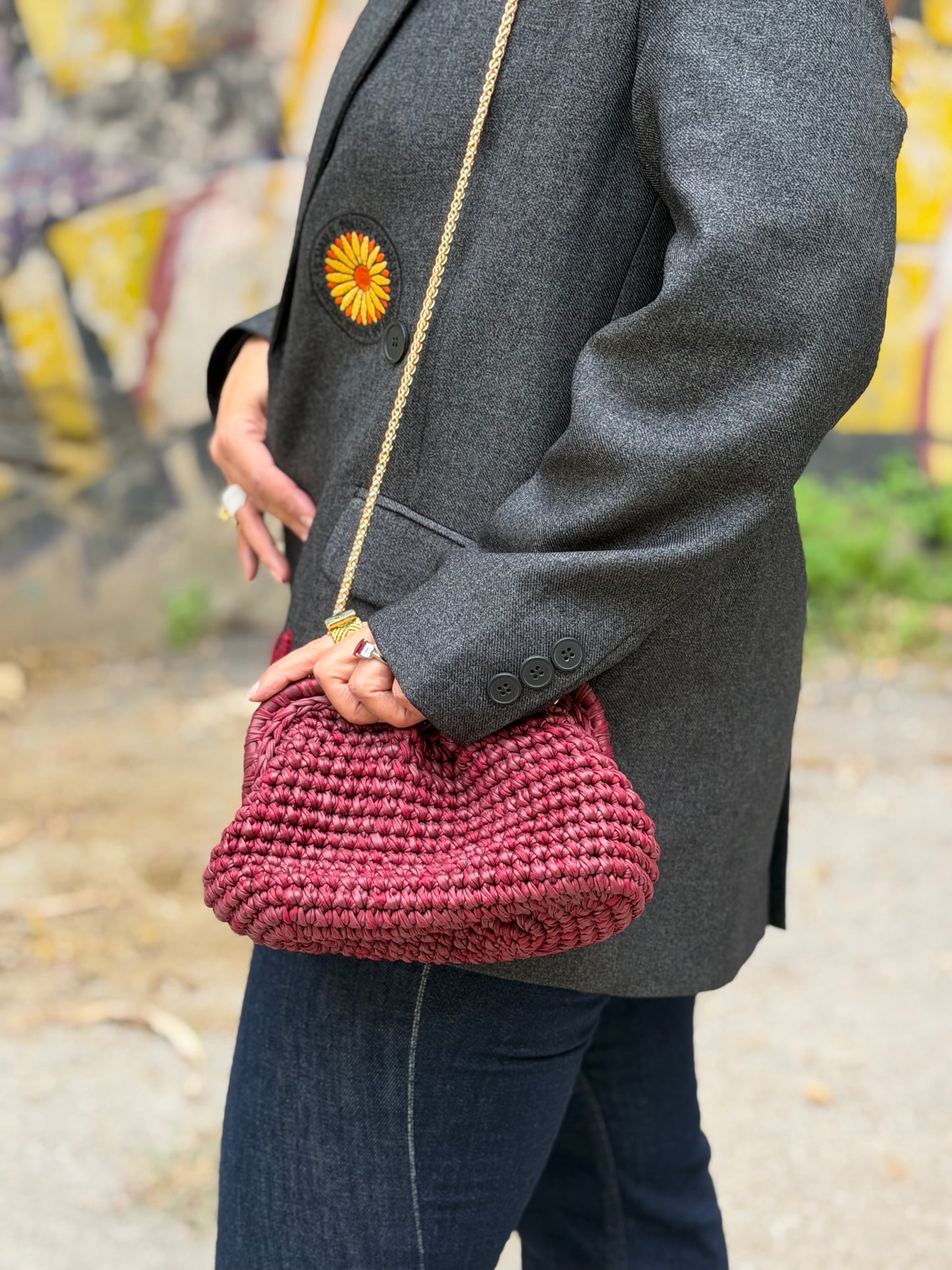 Burgundy Glam Metallic Clutch
