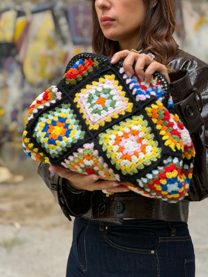 Rainbow Bloom Crochet Bag