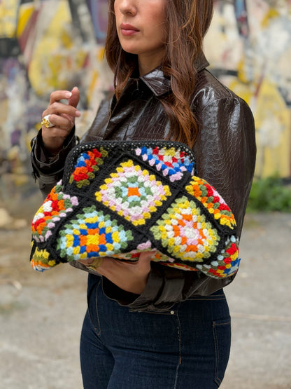 Rainbow Bloom Crochet Bag