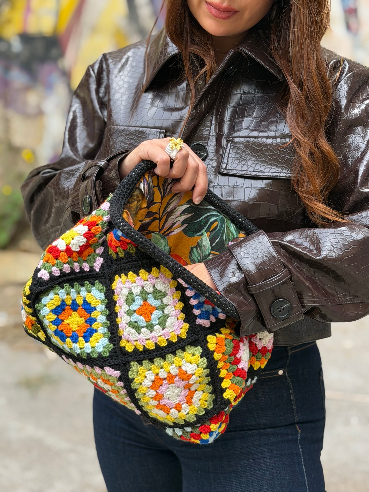 Rainbow Bloom Crochet Bag