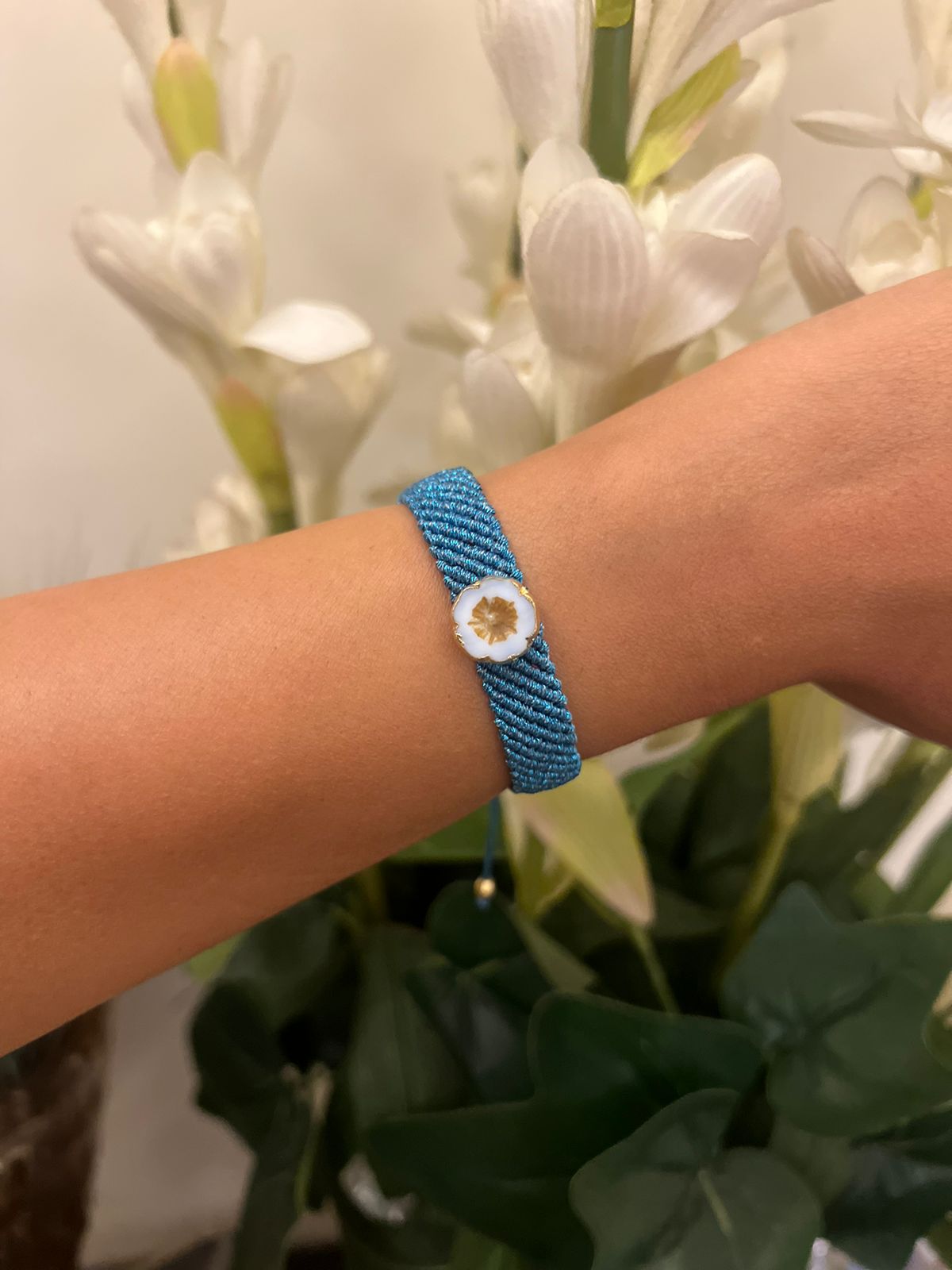 Small Flower Bracelet - Blue